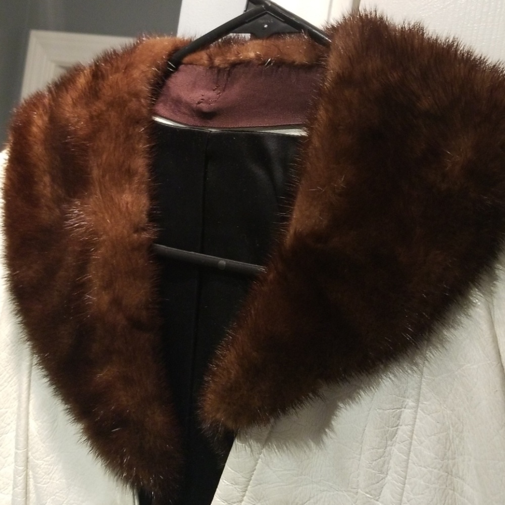 Rare Vintage Genuine Mink & White Leather Crop Jacket Stunning